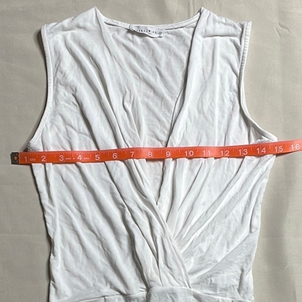 WASABITMINT White V-neck Faux Wrap Top - Picture 8 of 9